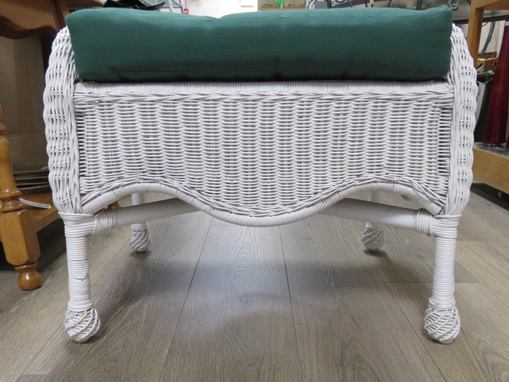 White Wicker Bench