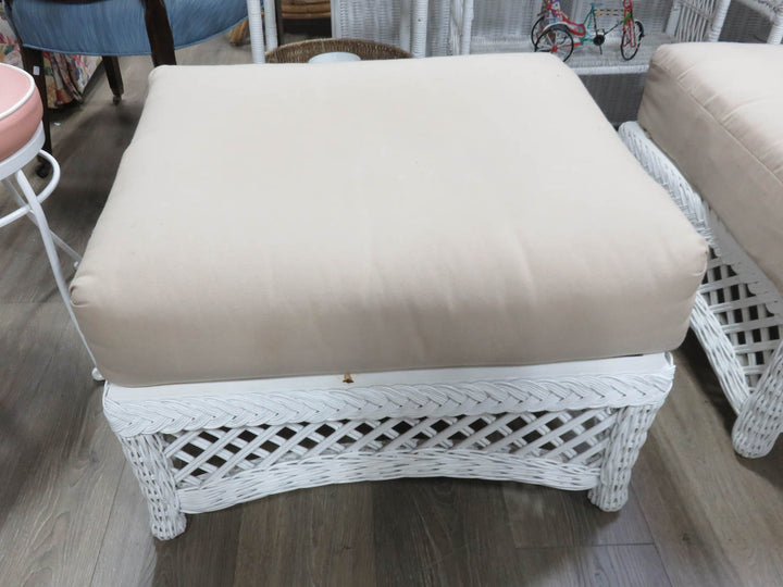 White Wicker Ottoman