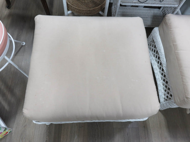 White Wicker Ottoman