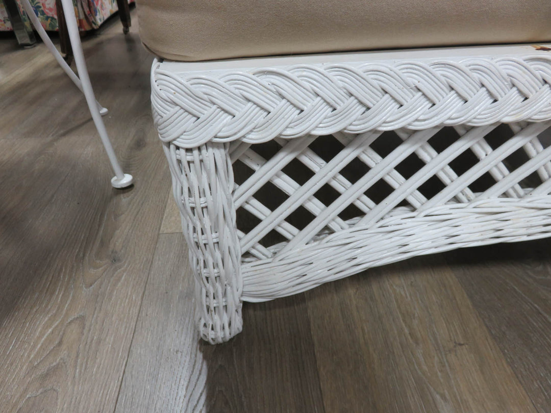 White Wicker Ottoman