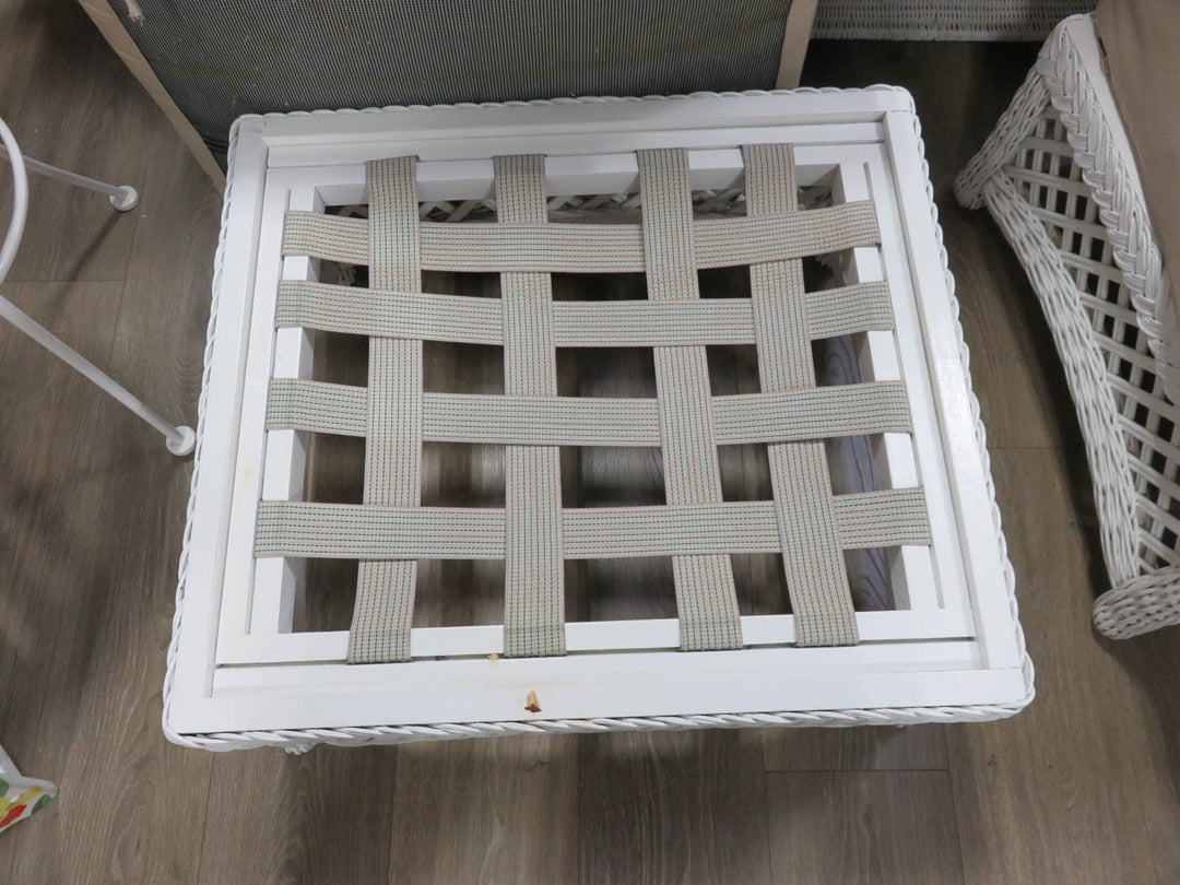 White Wicker Ottoman