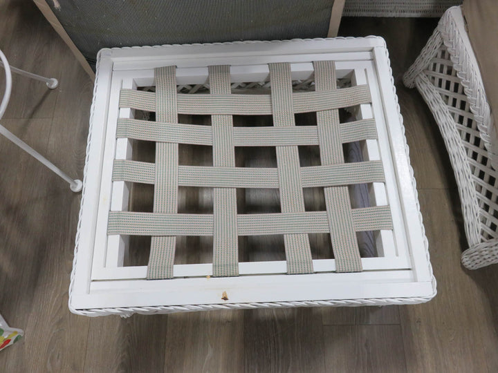 White Wicker Ottoman
