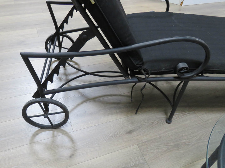 Black Wrought Iron Adjustable Chaise