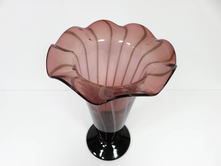 Amethyst & White Ruffled Vase