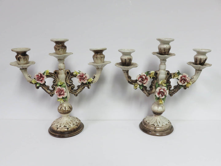 Capodimonte Candlelabra Duo