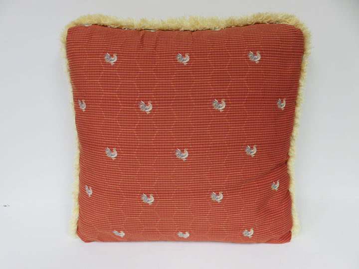Rooster Print Rust Pillow