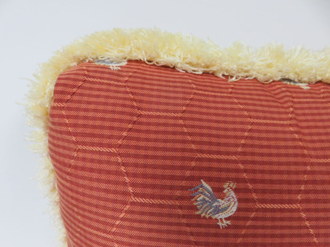 Rooster Print Rust Pillow
