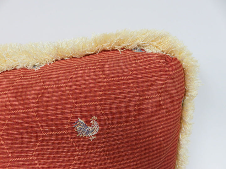Rooster Print Rust Pillow