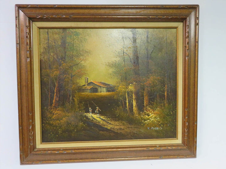 Original Oil Painting of Boys Going Fishing