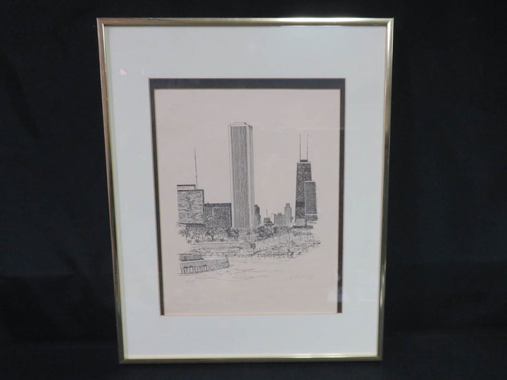 Vintage Chicago Skyline Print