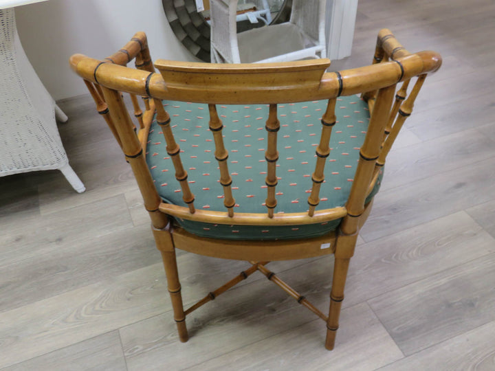 Faux Bamboo Wood Arm Chair