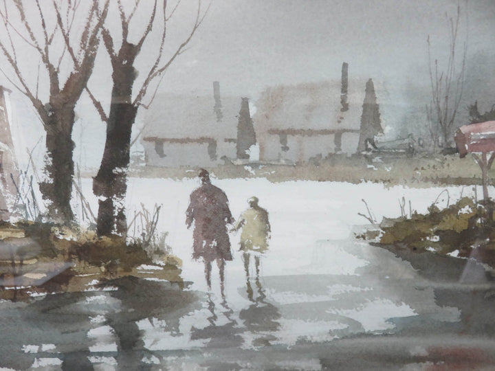Village in Winter Scene Print