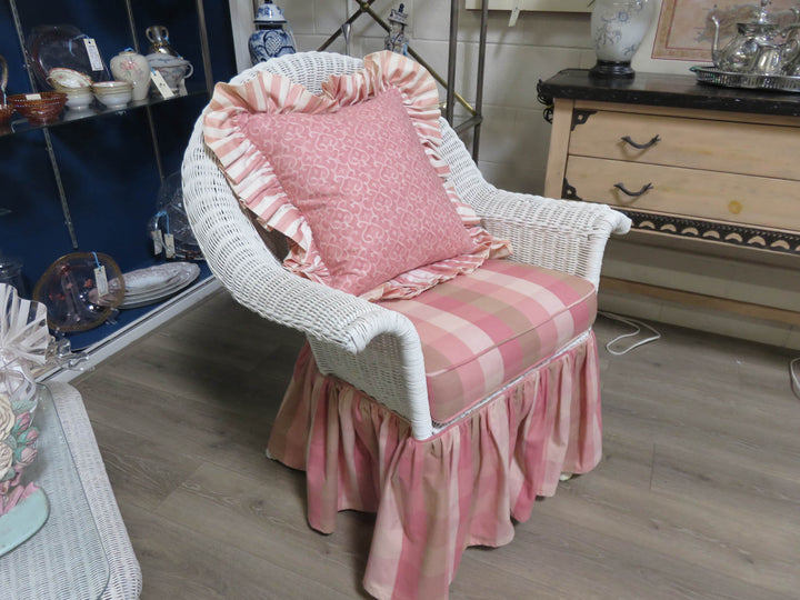 White Wicker Arm Chair