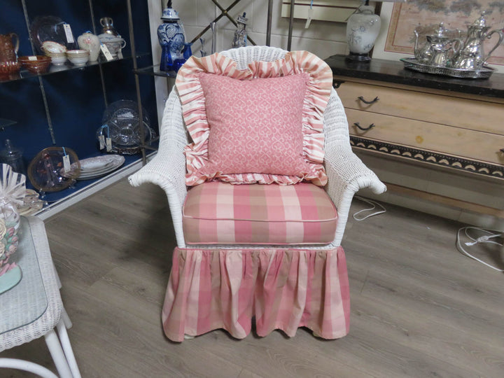 White Wicker Arm Chair