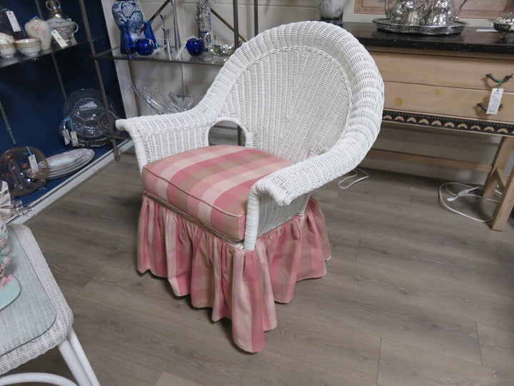 White Wicker Arm Chair