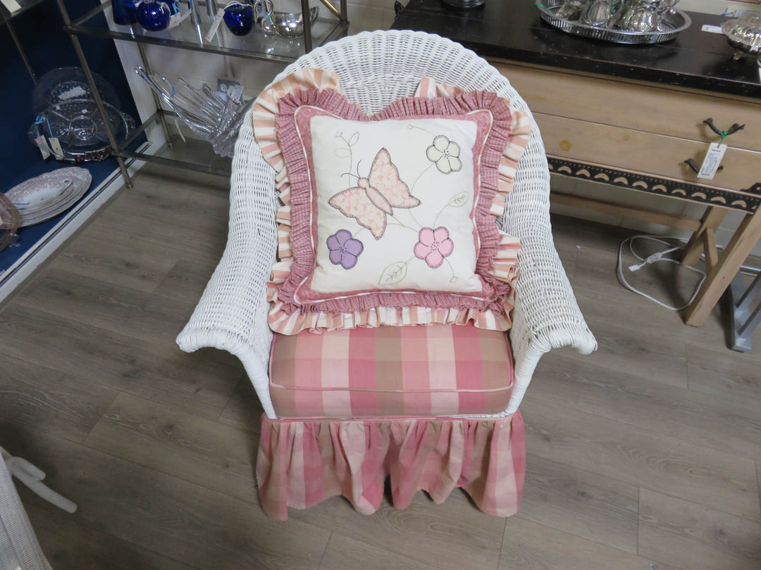 White Wicker Arm Chair