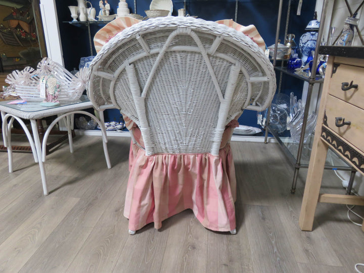 White Wicker Arm Chair