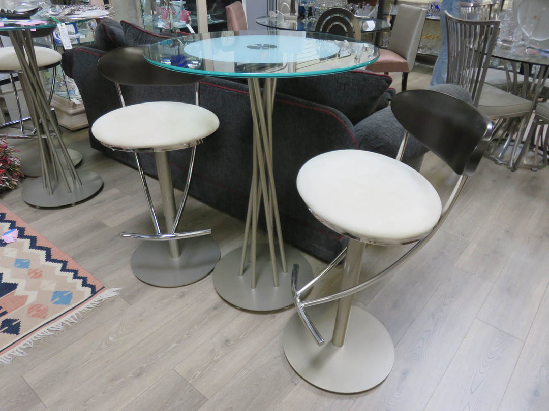 Chrome & Glass Cafe Table with Two Chairs