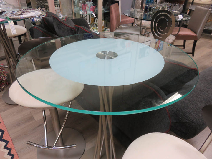 Chrome & Glass Cafe Table with Two Chairs