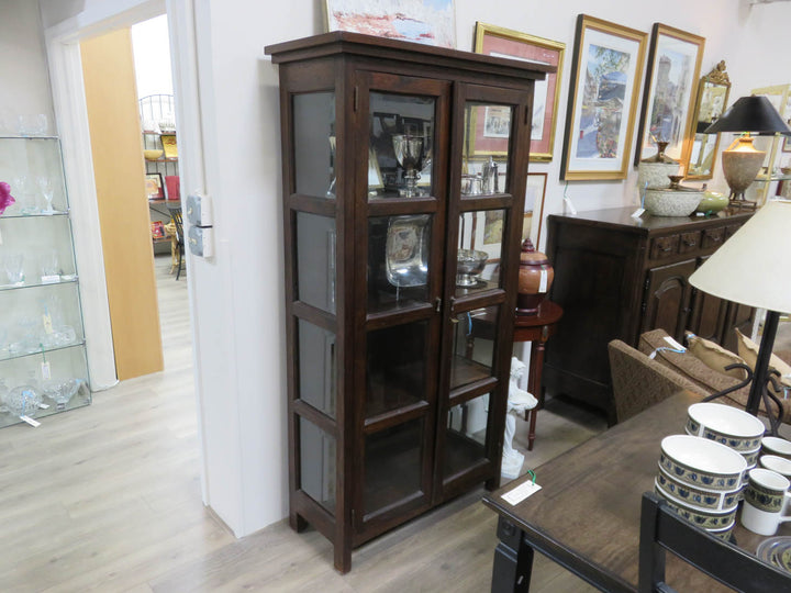 Indonesian Wood & Glass Cabinet