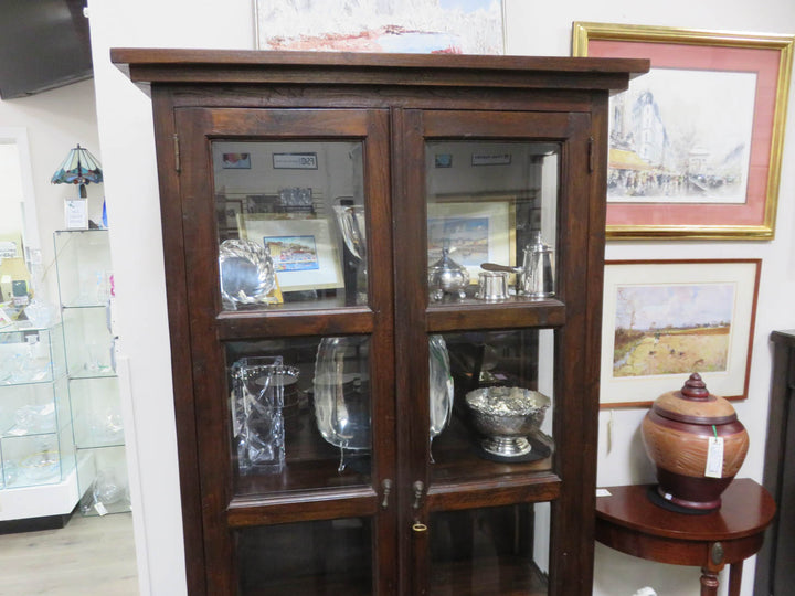 Indonesian Wood & Glass Cabinet