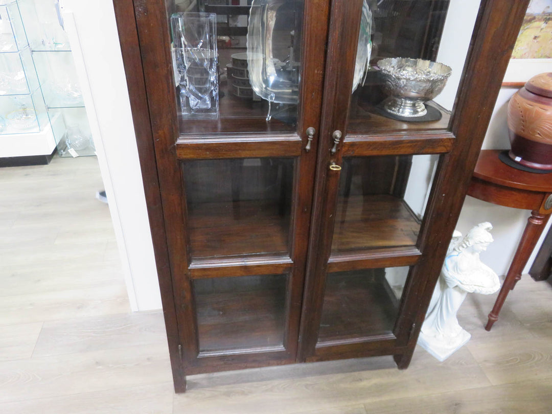 Indonesian Wood & Glass Cabinet