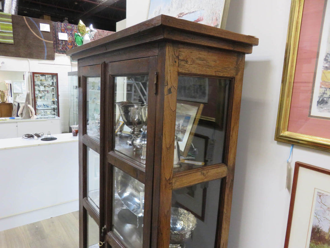 Indonesian Wood & Glass Cabinet