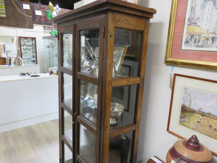 Indonesian Wood & Glass Cabinet
