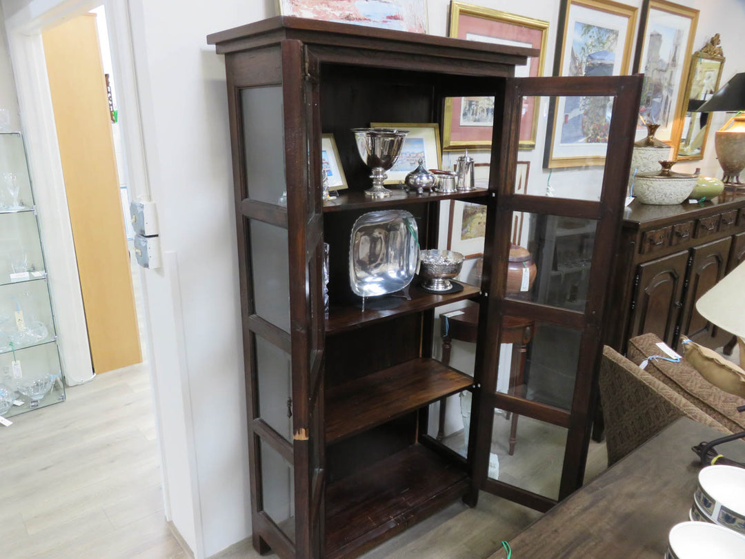 Indonesian Wood & Glass Cabinet