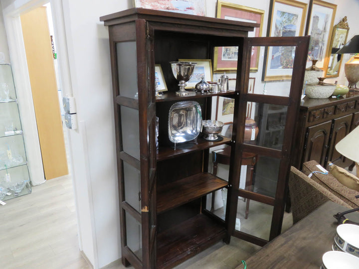Indonesian Wood & Glass Cabinet