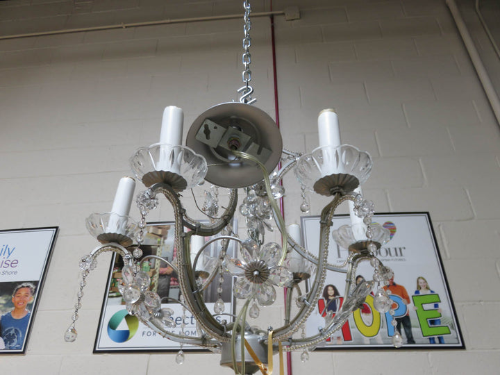 6 Arm Silvertone Chandelier