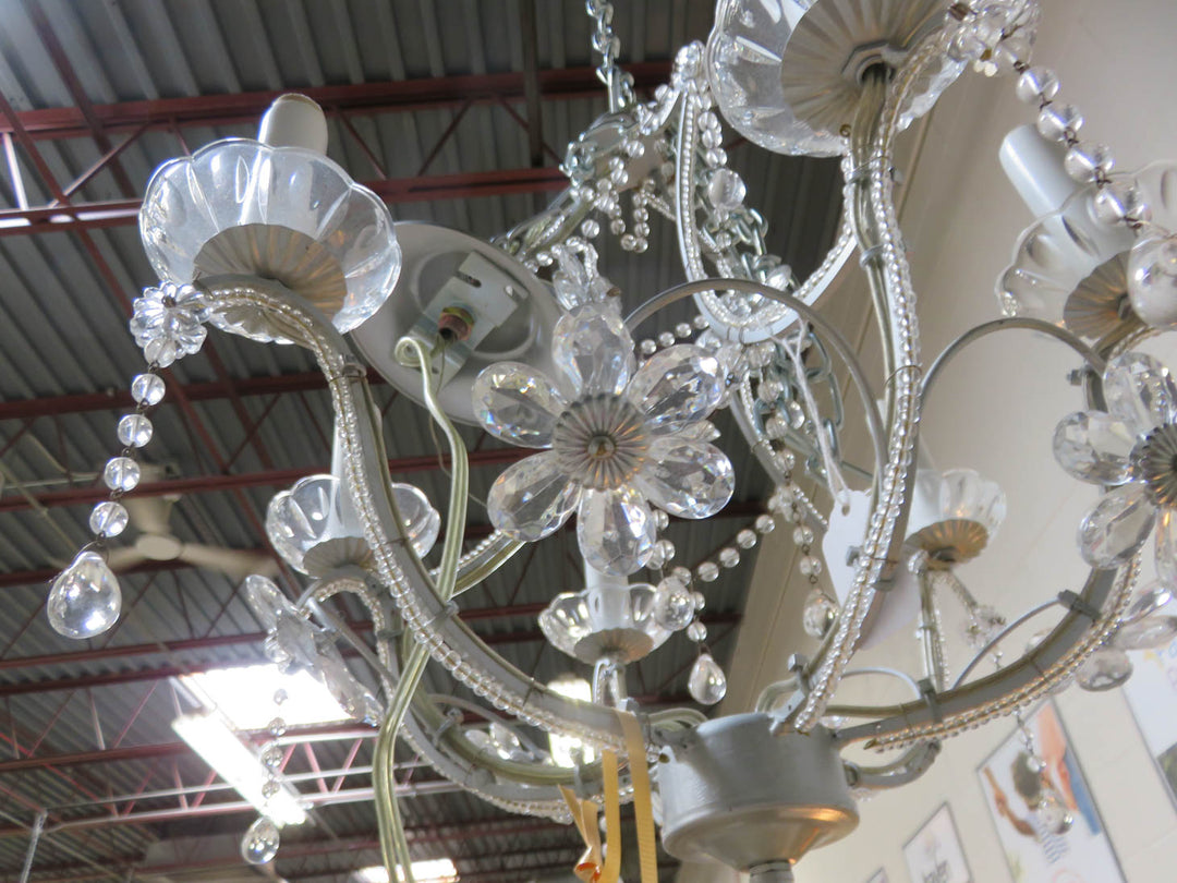 6 Arm Silvertone Chandelier