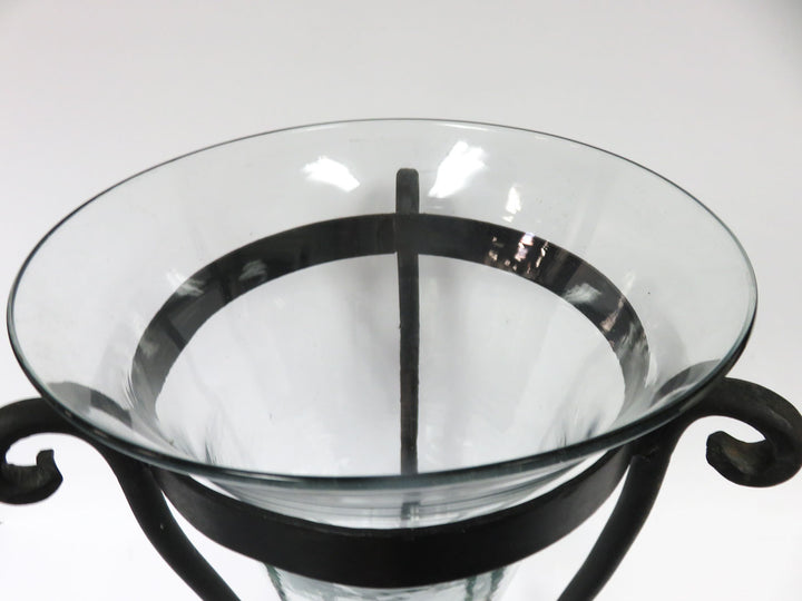 Glass Vase in Metal Stand