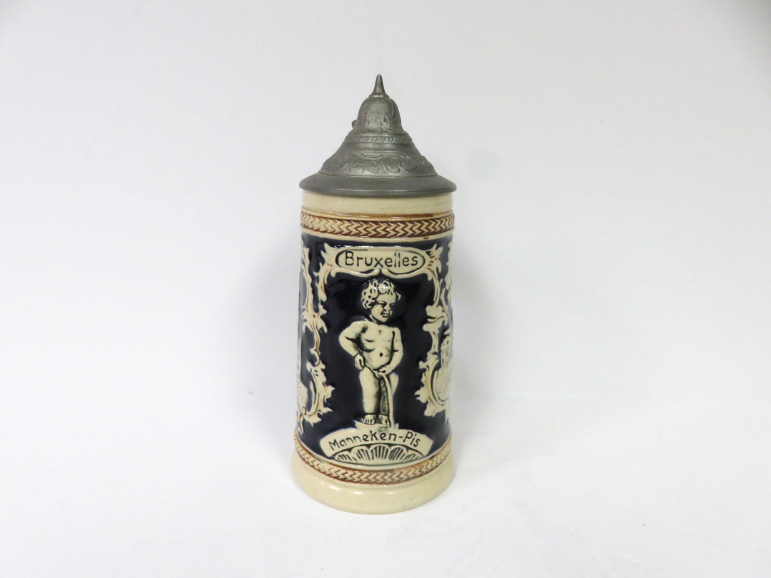 Beer Stein with Pewter Lid