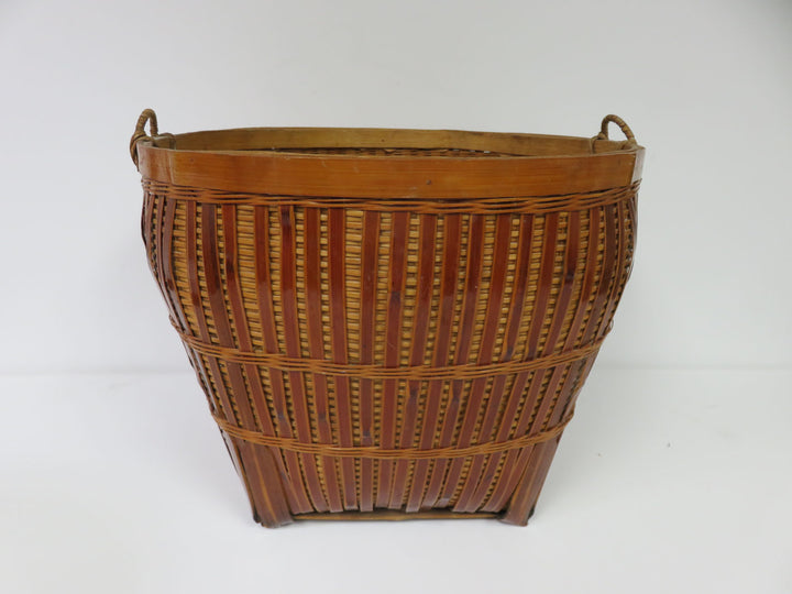 Rattan and Brown Bamboo Basket