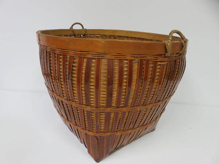 Rattan and Brown Bamboo Basket