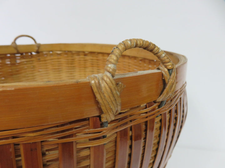 Rattan and Brown Bamboo Basket