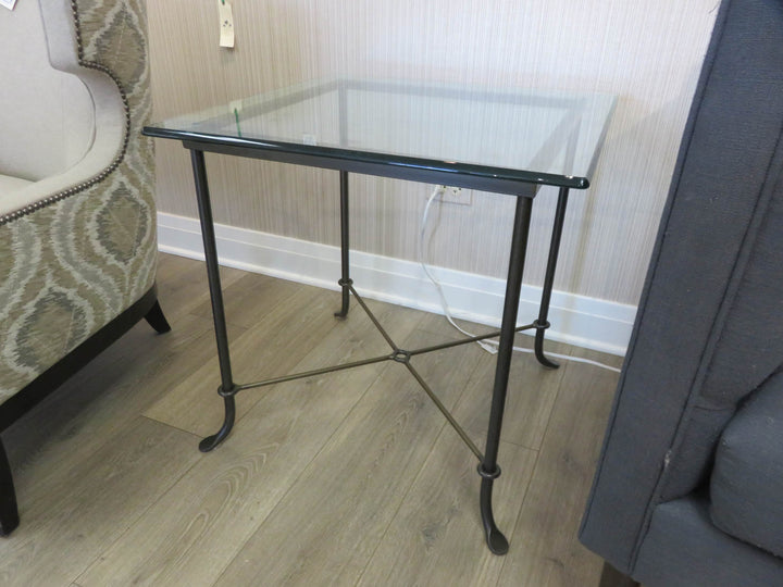 Square Metal & Glass End Table
