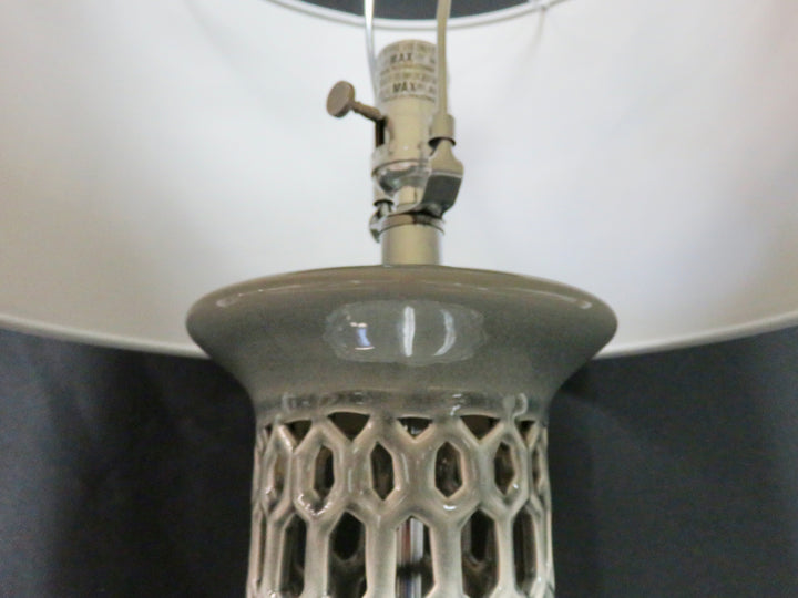 Grey Open Weave Table Lamp