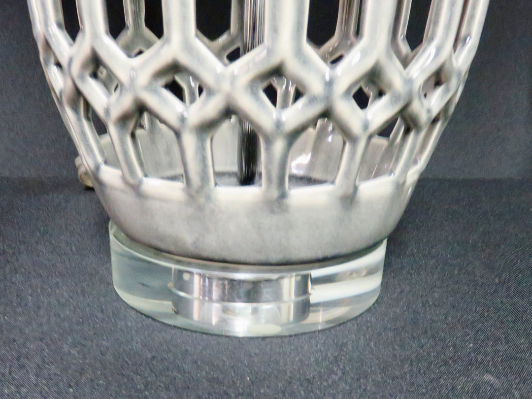 Grey Open Weave Table Lamp