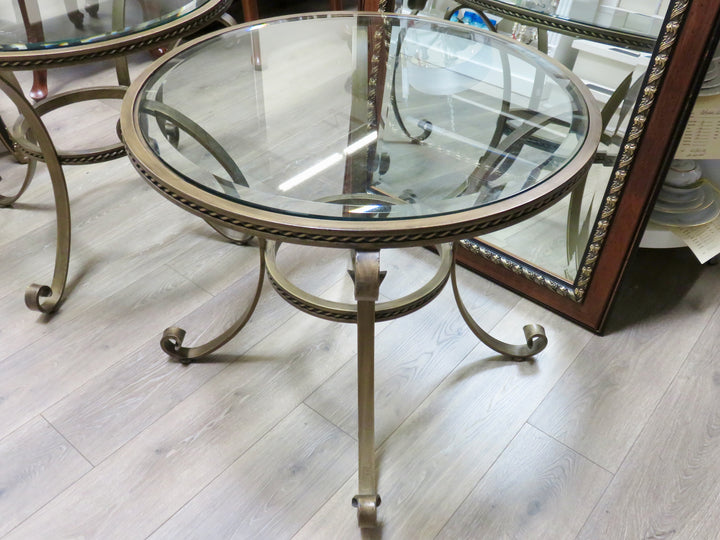Vintage Metal & Glass End Table