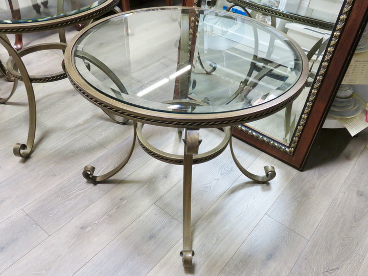 Vintage Metal & Glass End Table