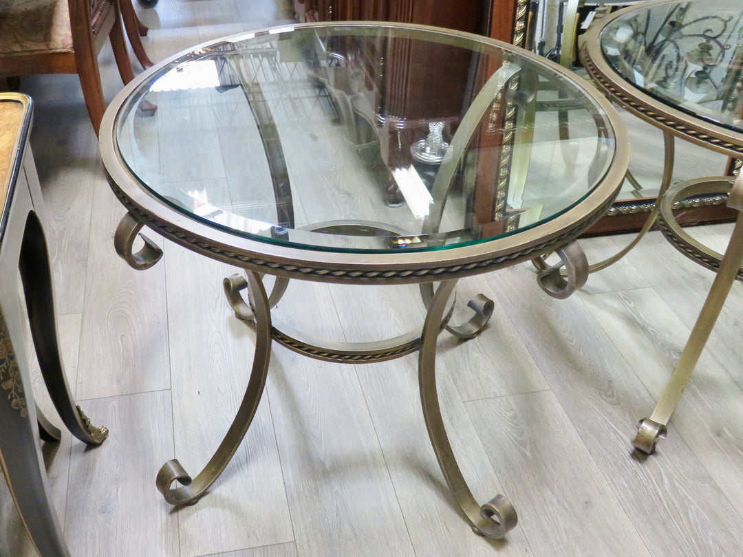 Vintage Metal & Glass End Table