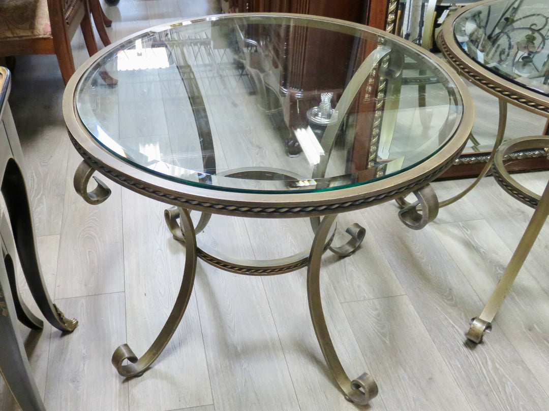 Vintage Metal & Glass End Table