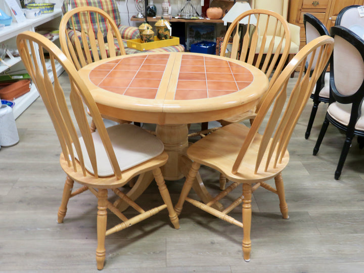 Round Maple Table with Four Chairs