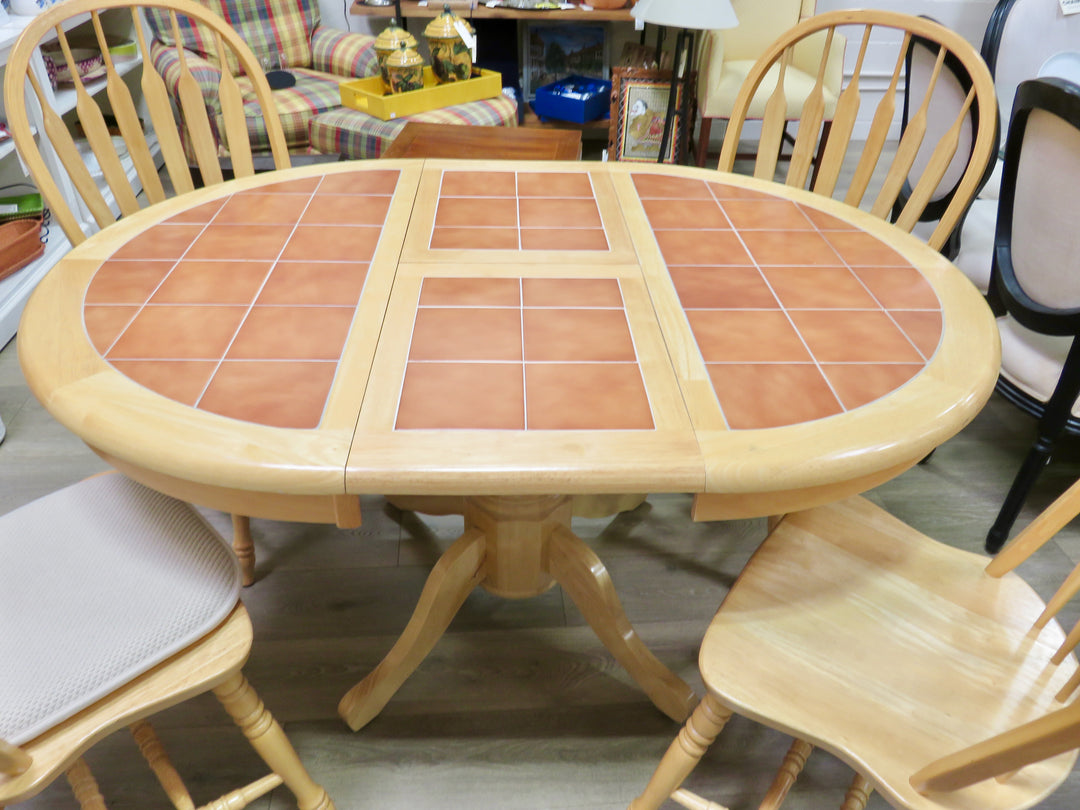 Round Maple Table with Four Chairs