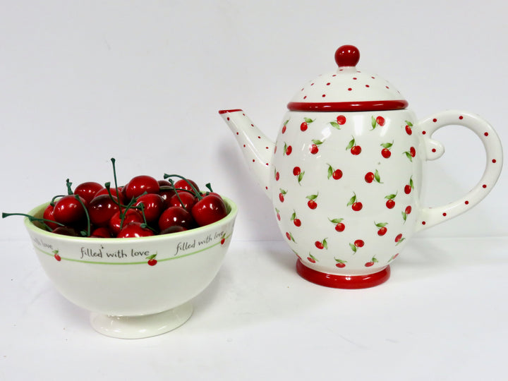 Hallmark Cherries Teapot and Bowl
