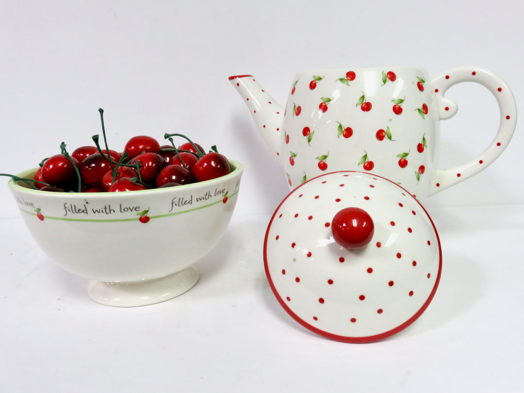 Hallmark Cherries Teapot and Bowl