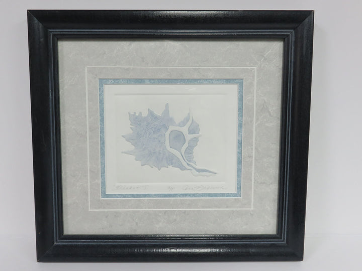 Signed Conch Shell Art