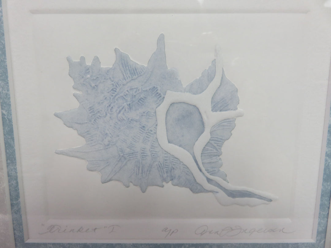 Signed Conch Shell Art